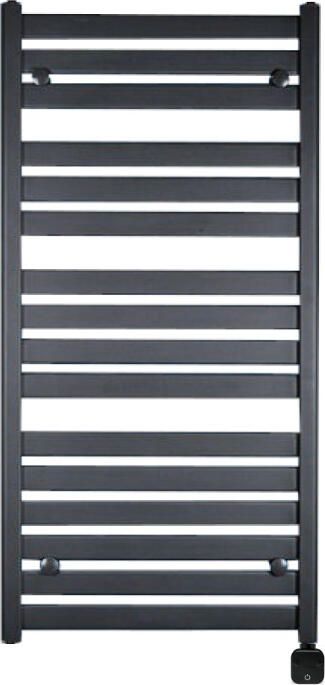 Sanicare Electrische Wifi Radiator HVP Carini Moda 120x60 cm Mat Zwart Met Thermostaat Zwart Rechtsonder