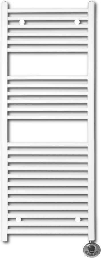 Sanicare Elektrische Radiator Lumara HV+ 120x50 cm 750 Watt Mat Wit Thermostaat Chroom Rechts
