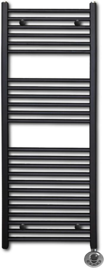 Sanicare Elektrische Radiator Lumara HV+ 120x50 cm 750 Watt Mat Zwart Thermostaat Chroom Rechts
