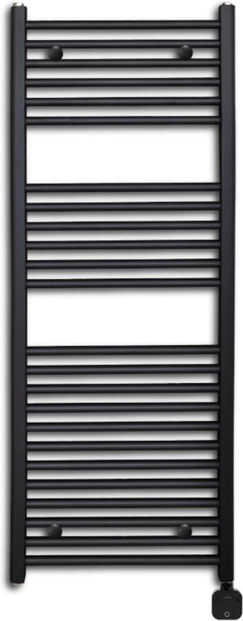 Sanicare Elektrische Wifi Radiator Lumara Carini 120x50 cm Mat Zwart Met Thermostaat Zwart Rechtsonder