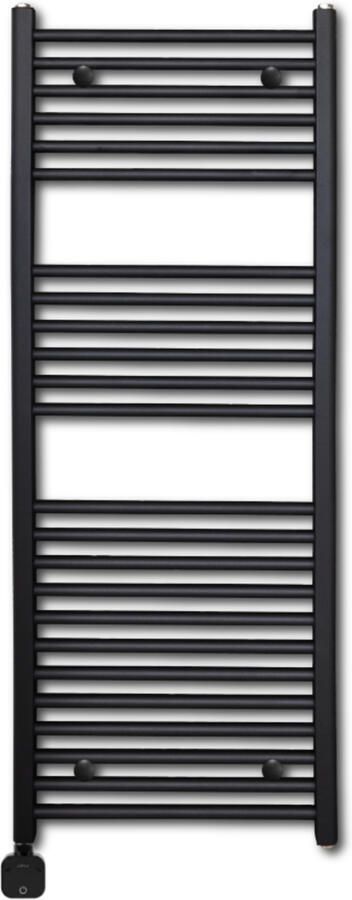 Sanicare Elektrische Wifi Radiator Lumara Carini 120x50 cm Mat Zwart Met Thermostaat Zwart Linksonder