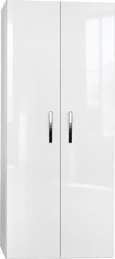 Sanicare Kolomkast Q1 Q12 Q17 2-Deurs Soft-Closing Chromen Greep 160x67x32 cm Hoogglans Wit