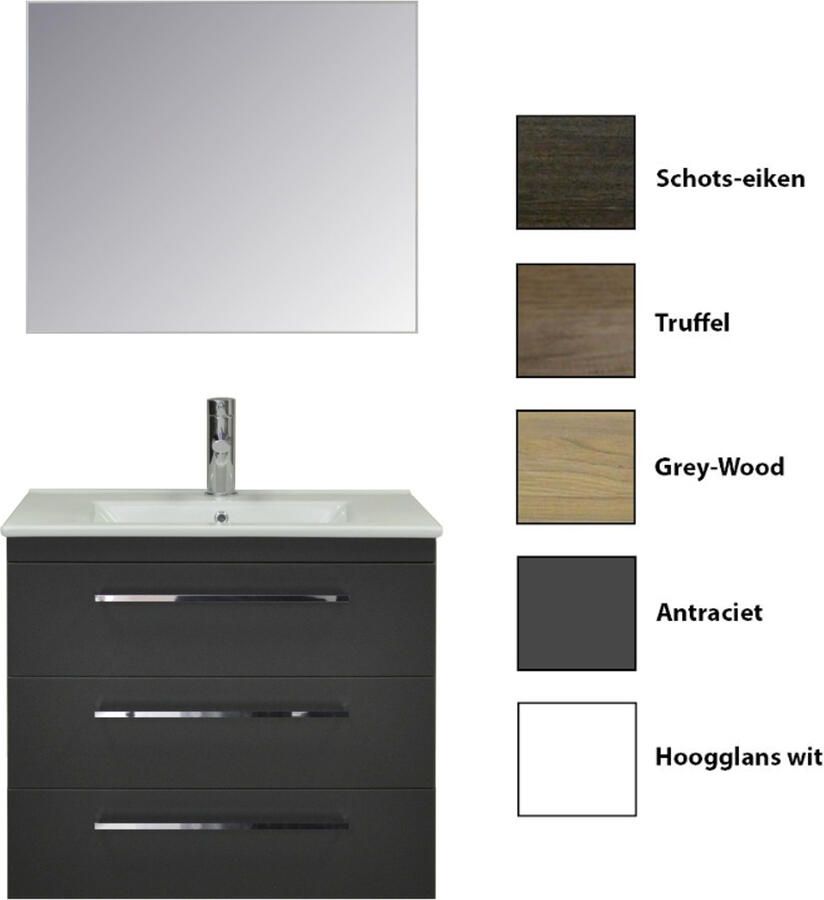 Sanicare Onderkast Q6 Drie Soft-Closing Laden Chromen Greep 80x45 cm Antraciet