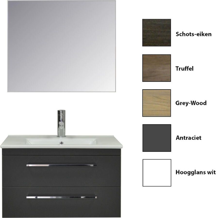 Sanicare Onderkast Q6 Twee Soft-Closing Laden Chromen Greep 80x45 cm Antraciet