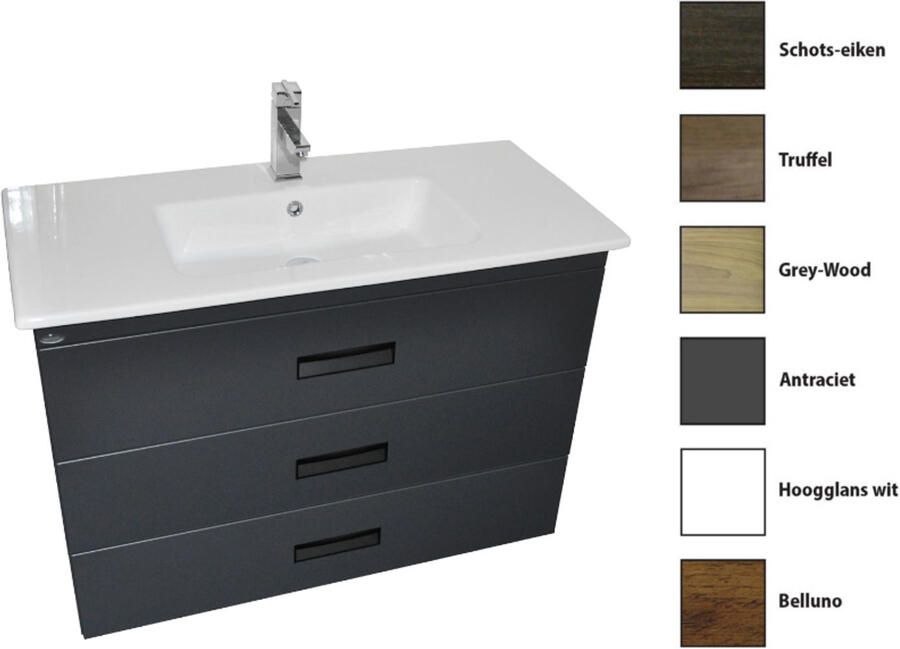 Sanicare Onderkast Q8 Twee Soft-Close Laden 100x45 cm Antraciet