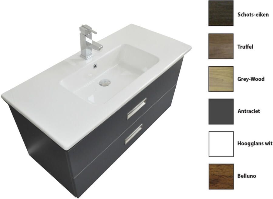 Sanicare Onderkast Q8 Twee Soft-Close Laden 100x45 cm Hoogglans Wit