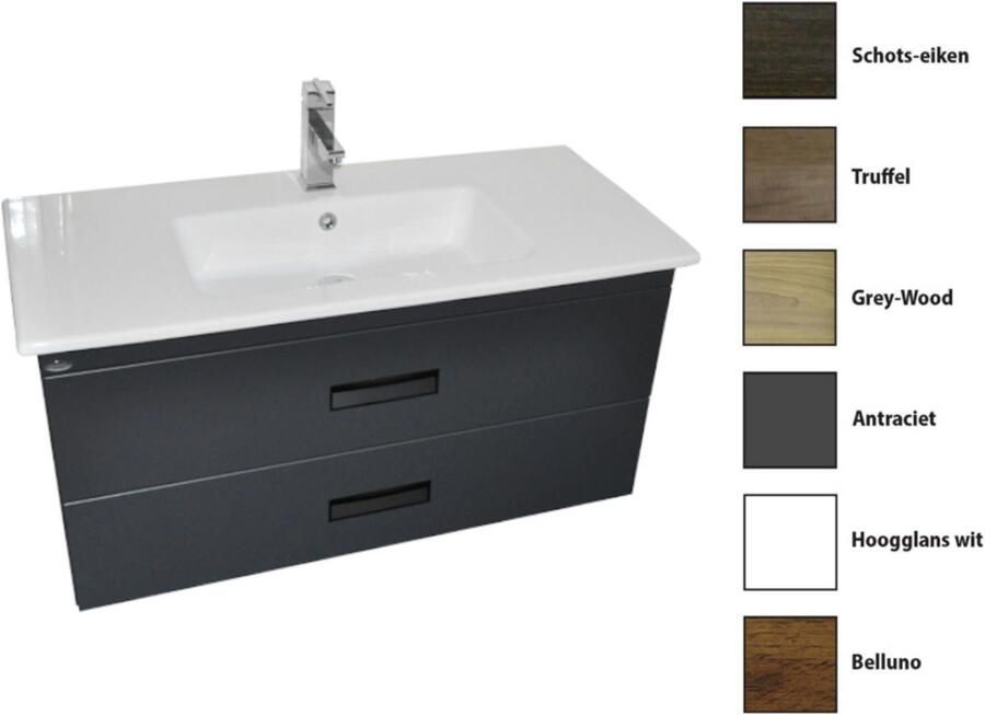 Sanicare Onderkast Q8 2.0 Twee Soft Close Laden Chromen Greep 100x45 cm Truffel