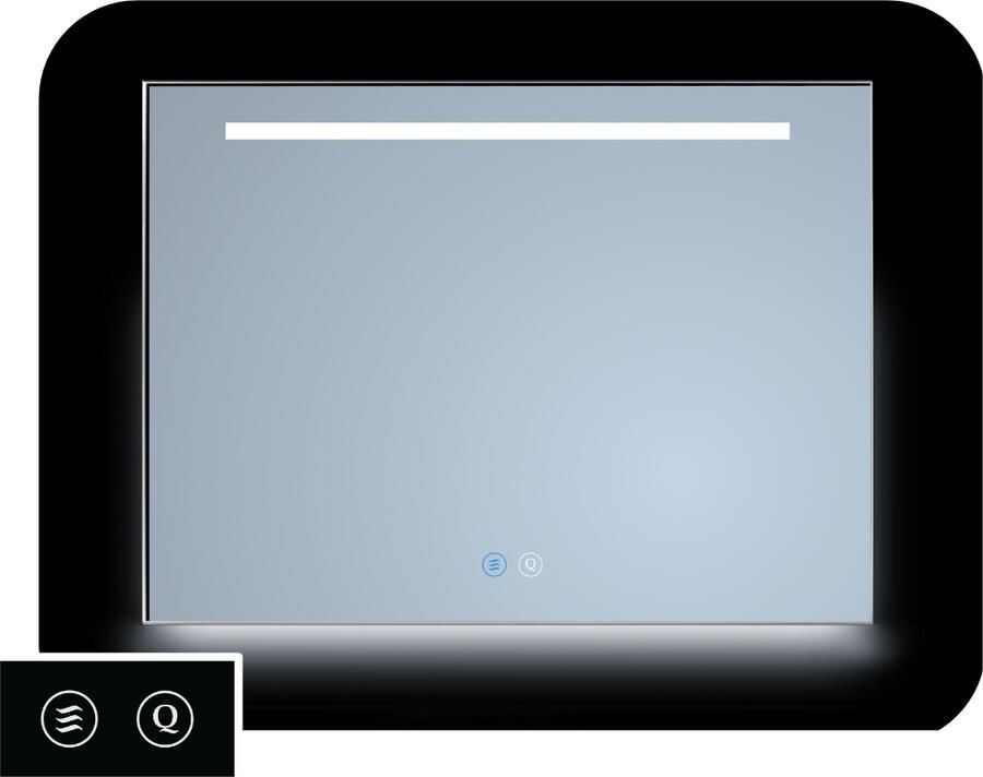 Sanicare Spiegel TuTTi 120 cm met LED 1 Horizontale Strook en Ambi Onder en Spiegelverwarming met Lijst Aluminium