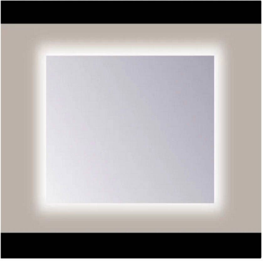 Sanicare Spiegel Q-Mirrors 100x60 cm PP-Geslepen Vierkant Met Rondom LED Cold White incl. ophangmateriaal Zonder Schakelaar