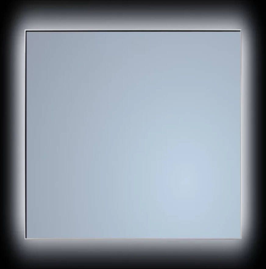 Sanicare Spiegel Q-Mirrors 100x70 cm Vierkant Met Rondom LED Cold White Omlijsting Mat Zwart incl. ophangmateriaal Zonder Schakelaar