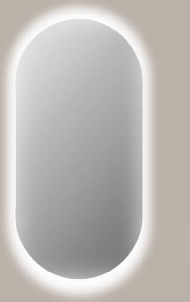 Sanicare Spiegel Q-Mirrors 40x100 cm Ovaal Met Rondom LED Warm White en Afstandsbediening incl. ophangmateriaal