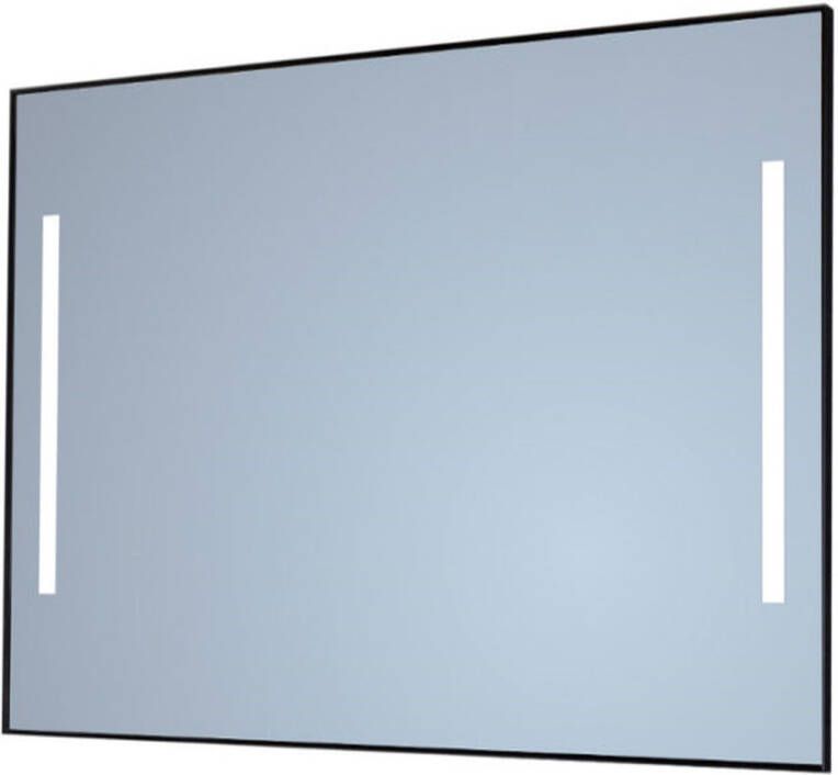 Sanicare Spiegel Q-Mirrors 60x70 cm Vierkant Met Links & Rechts LED Warm White Omlijsting Mat Zwart incl. ophangmateriaal Met Afstandsbediening