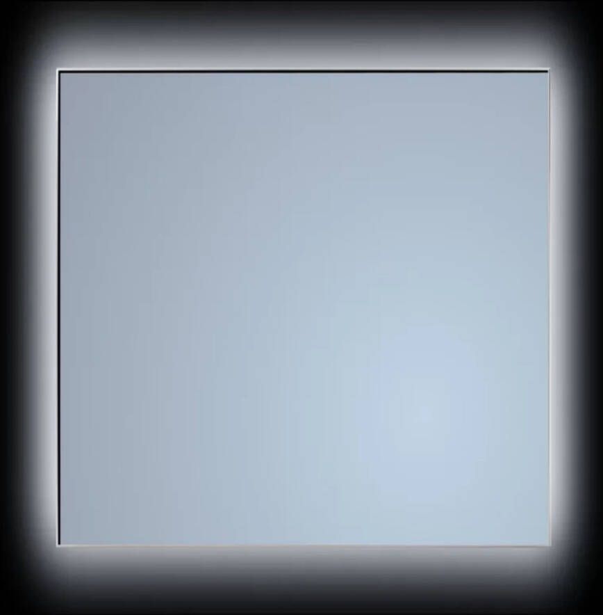Sanicare Spiegel Q-Mirrors 75x70 cm Vierkant Met Rondom LED Warm White Omlijsting Aluminium incl. ophangmateriaal Zonder Schakelaar