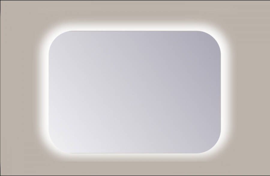 Sanicare Spiegel Rechthoek Q-Mirrors Afgeronde Hoeken 60x100 cm PP Geslepen LED Warm White Met Sensor