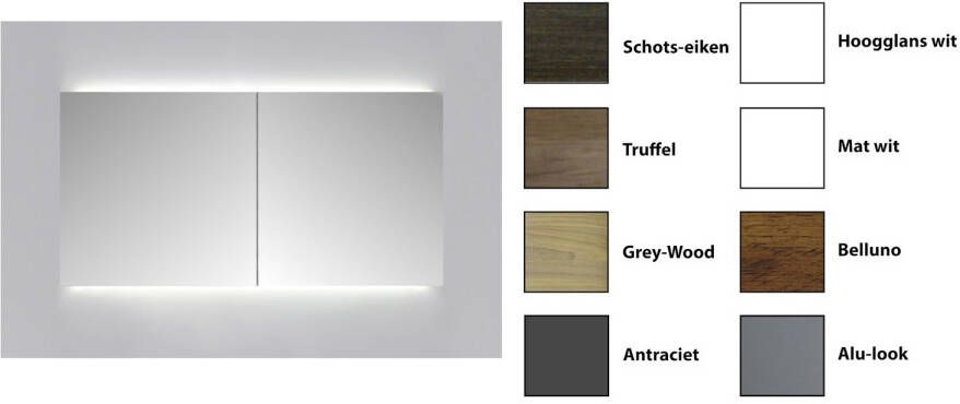 Sanicare Spiegelkast Qlassics Ambiance 100 cm 2 Spiegeldeuren Belluno Eiken