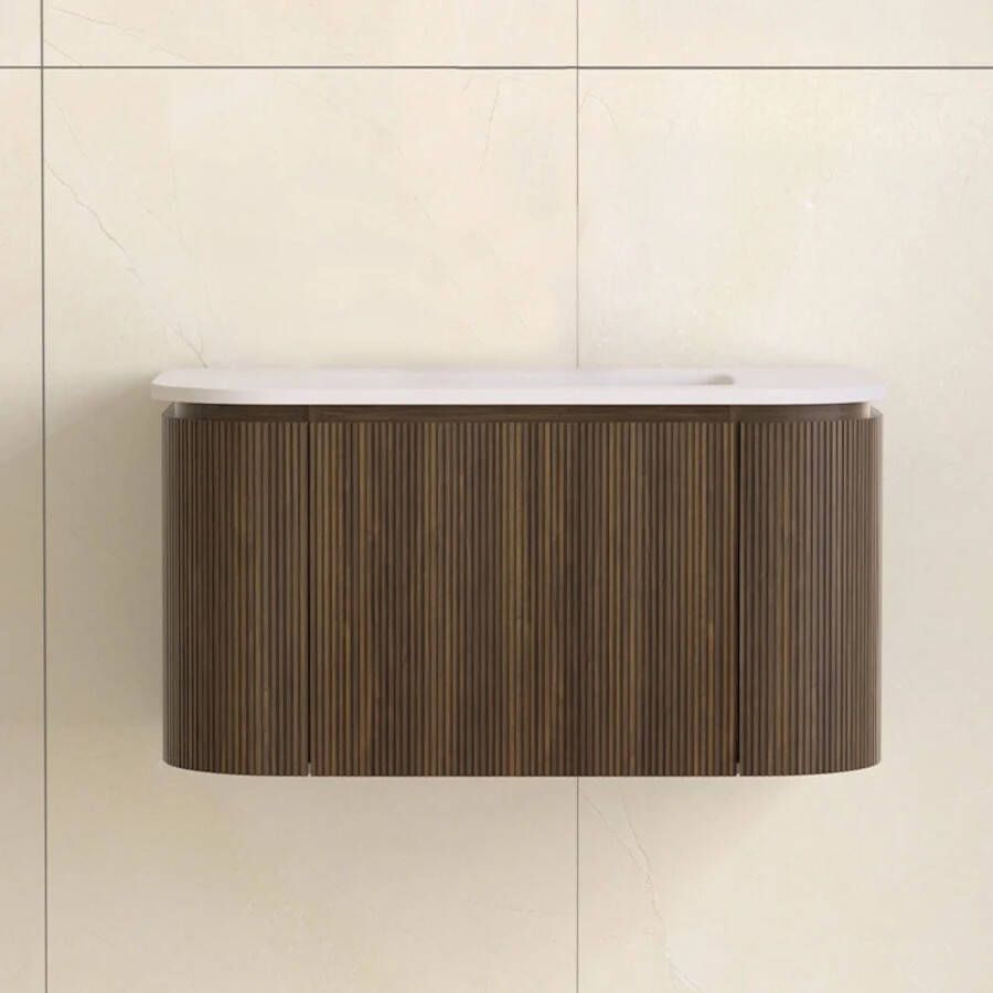 Sanilux Badmeubelset Eleganza 80 cm Zonder Kraangat Dark Walnut