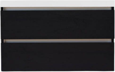 Sanilux Onderkast Trendline Met Greeplijst Aluminium 100x47x52 Cm Black Oak