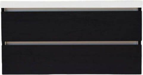 Sanilux Onderkast Trendline Met Greeplijst Aluminium 120x47x52 Cm Black Oak