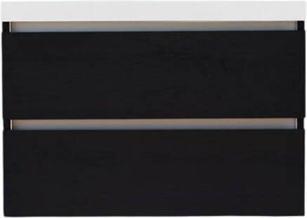 Sanilux Onderkast Trendline Met Greeplijst Aluminium 80x47x52 Cm Black Oak