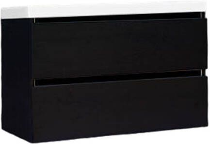 Sanilux Onderkast Trendline Met Greeplijst Mat Zwart 80x47x52 Cm Black Oak