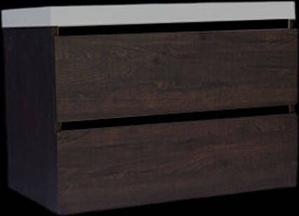 Sanilux Onderkast Trendline Met Greeplijst Mat Zwart 80x47x52 Cm Brown Oak