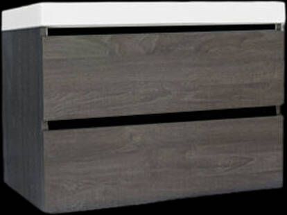 Sanilux Onderkast Trendline Met Greeplijst Mat Zwart 80x47x52 Cm Silver Oak