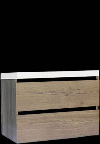 Sanilux Onderkast Trendline Met Greeplijst Mat Zwart 80x47x52 Cm Tabak Oak