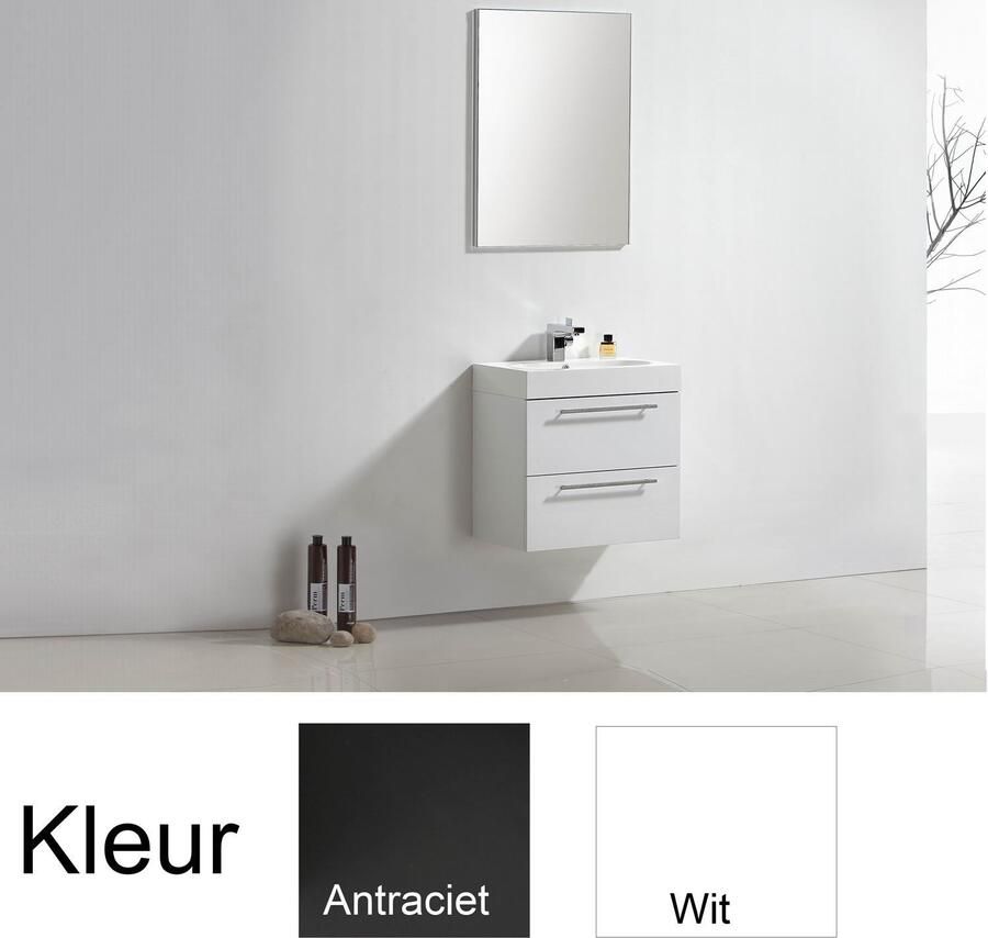 Sanilux Badkamermeubelset Compactline 60x38x50 cm Hoogglans Antraciet