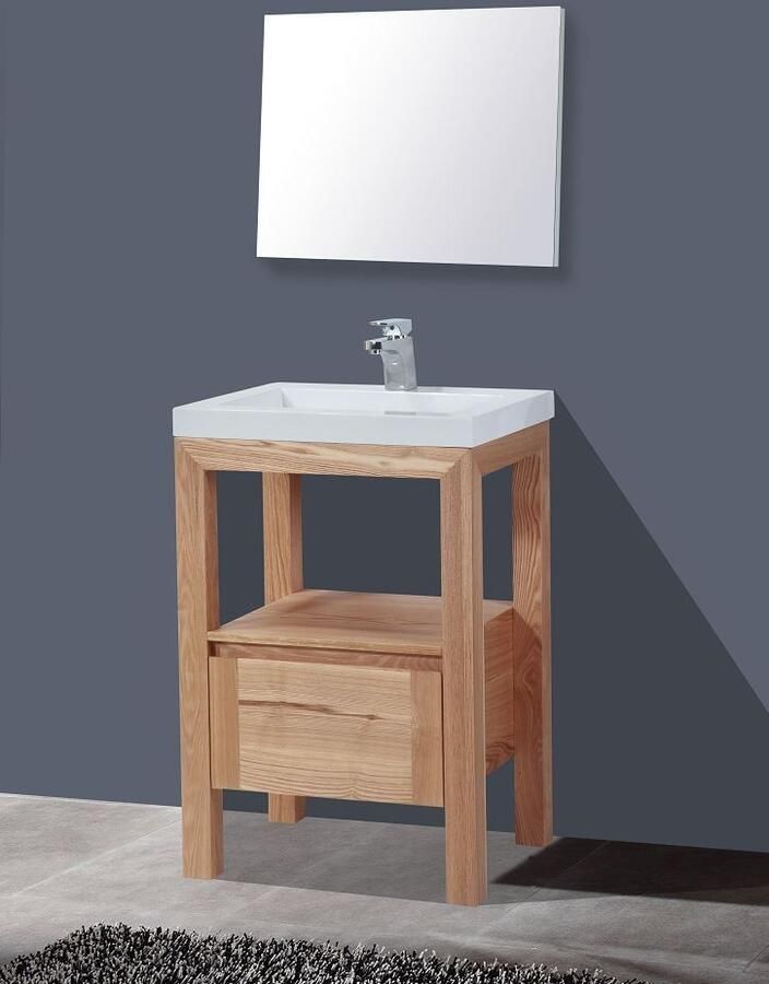 Sanilux Badkamermeubelset Robusta Senza 60x47x85 cm Massief Eikenhout