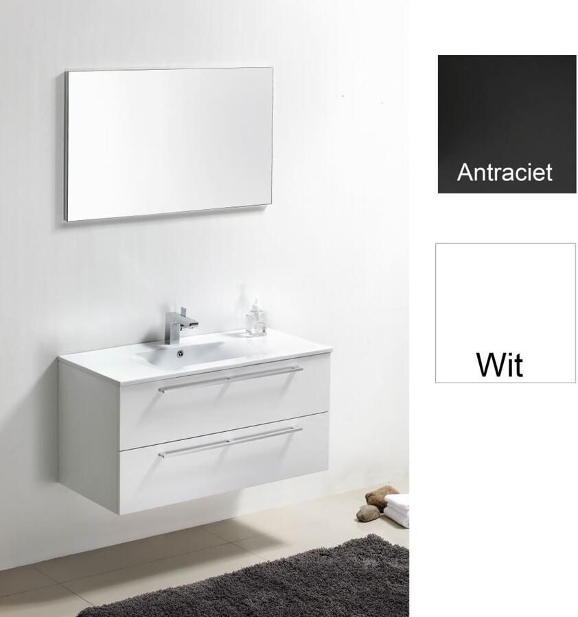 Sanilux Badkamermeubelset Roma 100x46x50 cm Hoogglans Antraciet