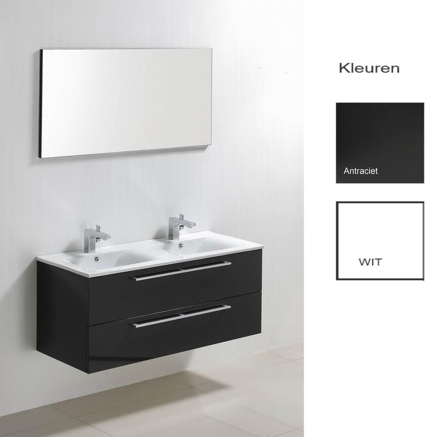 Sanilux Badkamermeubelset Roma 120x46x50 cm Hoogglans Antraciet