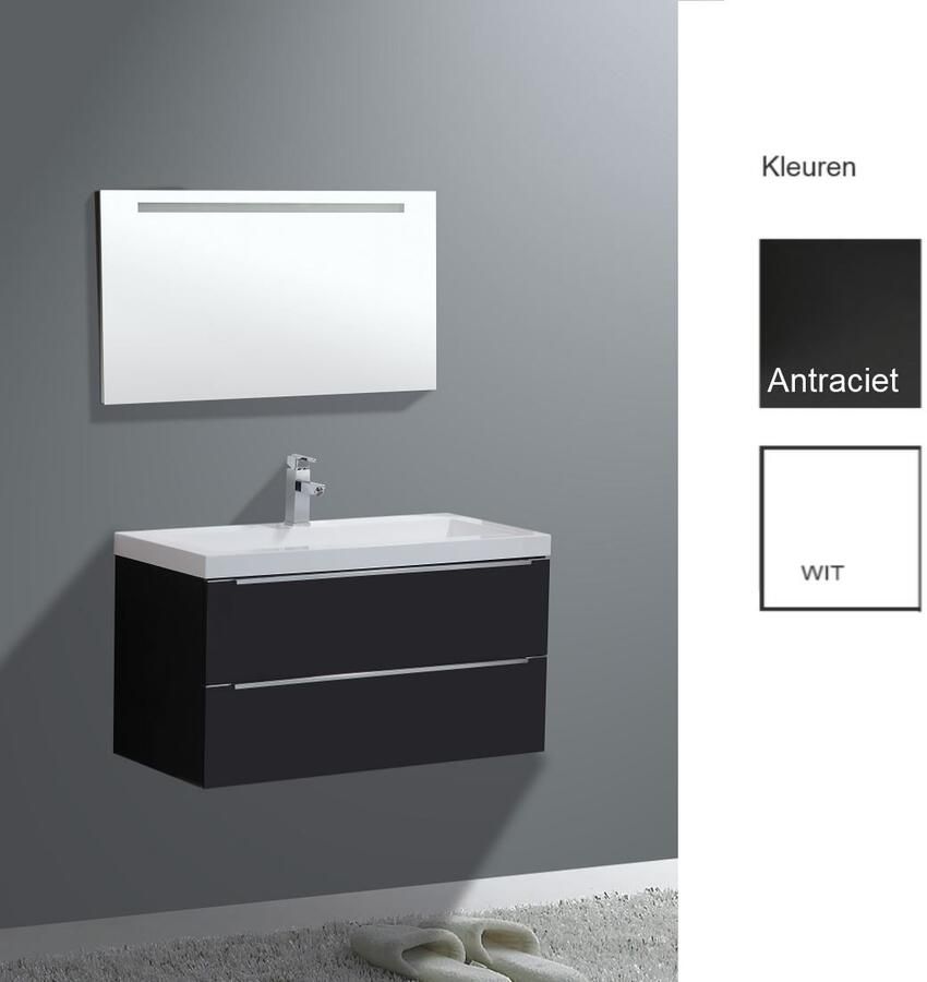 Sanilux Badkamermeubelset Senza 100x47x50 cm 1 Kraangat Hoogglans Wit