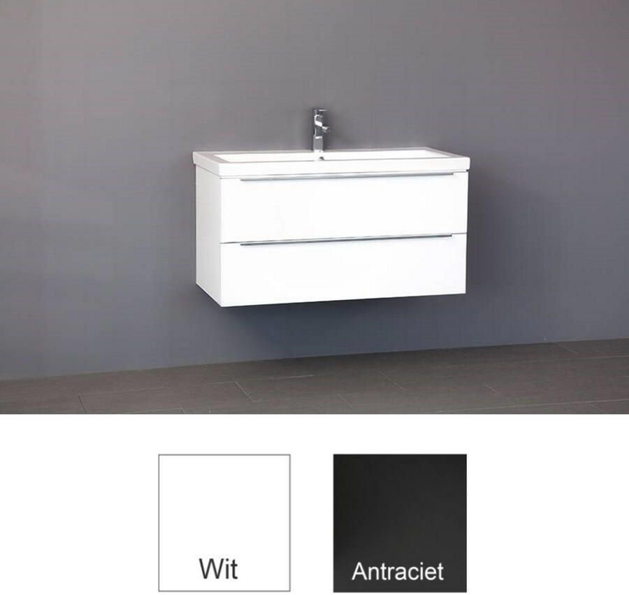 Sanilux Badkamermeubelset Senza Keramiek 100x47x50 cm Wit (1 of 2 kraangaten)