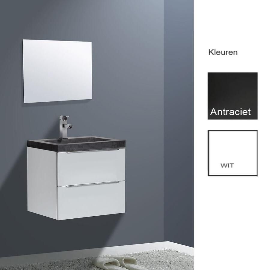 Sanilux Badkamermeubelset Senza Stone 60x47x50 cm Hoogglans Antraciet