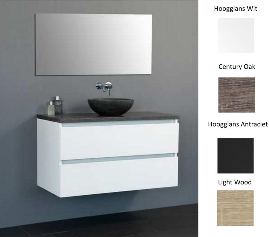 Sanilux Badkamermeubelset Trend Dynasty 100x47x50 cm Hoogglans Antraciet