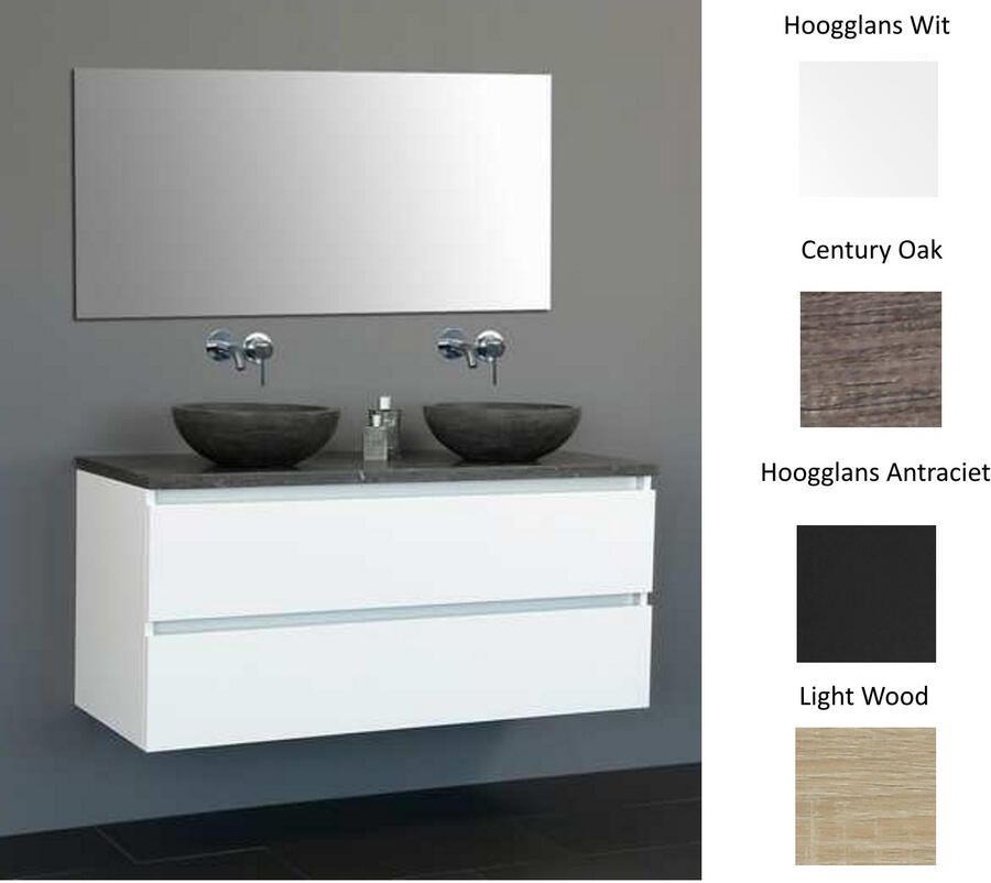 Sanilux Badkamermeubelset Trend Dynasty 120x47x50 cm met Twee Waskommen Century Oak