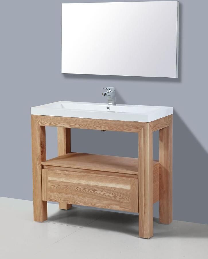 Sanilux Badkamermeubelset Trend Robusta 100x47x85 cm 2 Kraangaten Massief Eikenhout