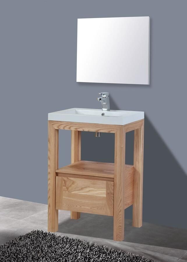 Sanilux Badkamermeubelset Trend Robusta 60x47x85 cm 1 Kraangat Massief Eikenhout