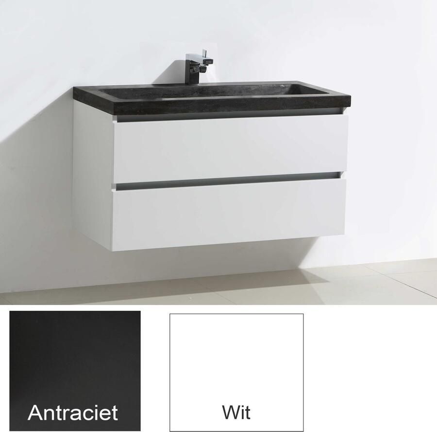 Sanilux Badkamermeubelset Trend Stone 80x47x50 cm Hoogglans Antraciet