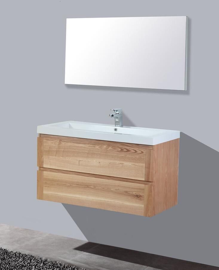 Sanilux Badkamermeubelset Trend Wood 100x47x50 cm 2 Kraangaten Massief Hout