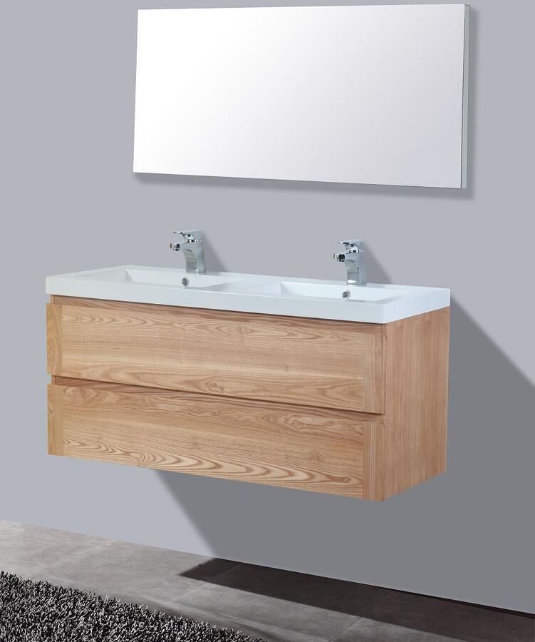 Sanilux Badkamermeubelset Trend Wood 120x47x50 cm 2 Kraangaten Massief Hout