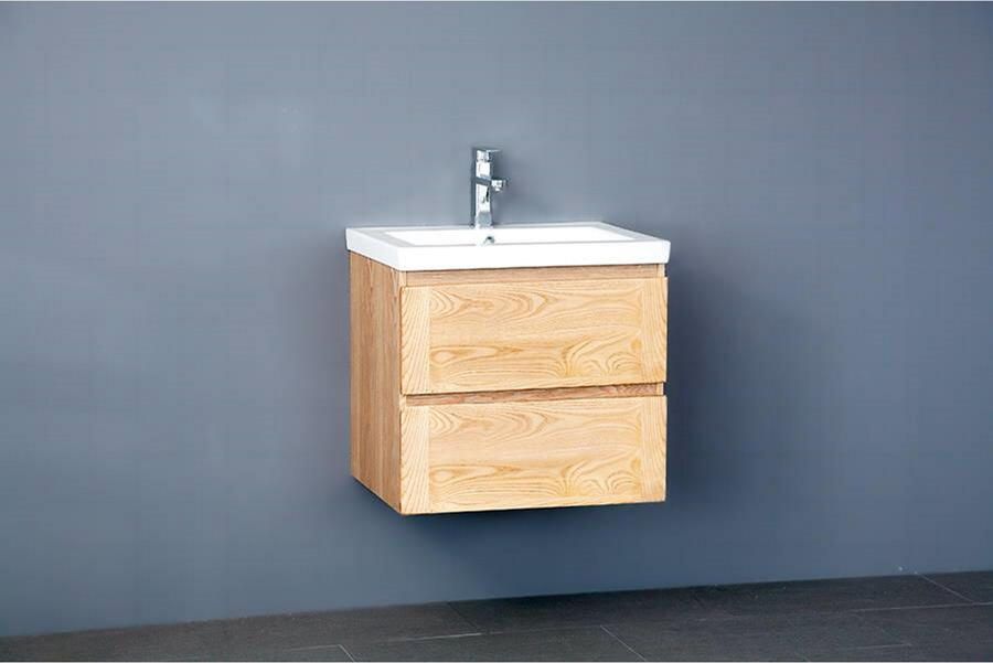 Sanilux Badkamermeubelset Wood Keramiek 60x47x50 cm Eikenhout (inclusief 1 kraangat)