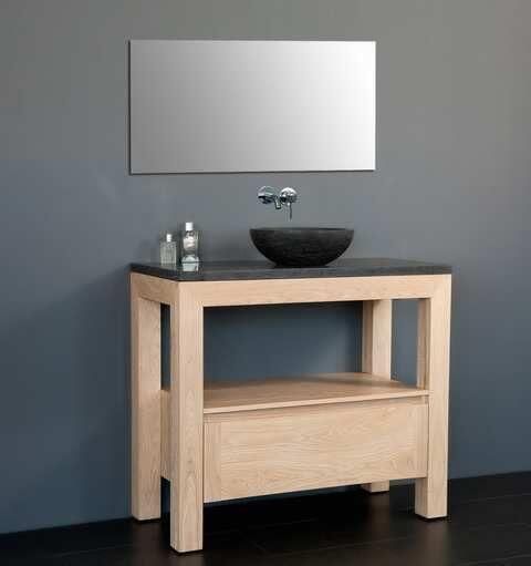 Sanilux Badkamermeubelset Robusta Dynasty 100x47x85 cm Massief Eikenhout en Ronde Waskom