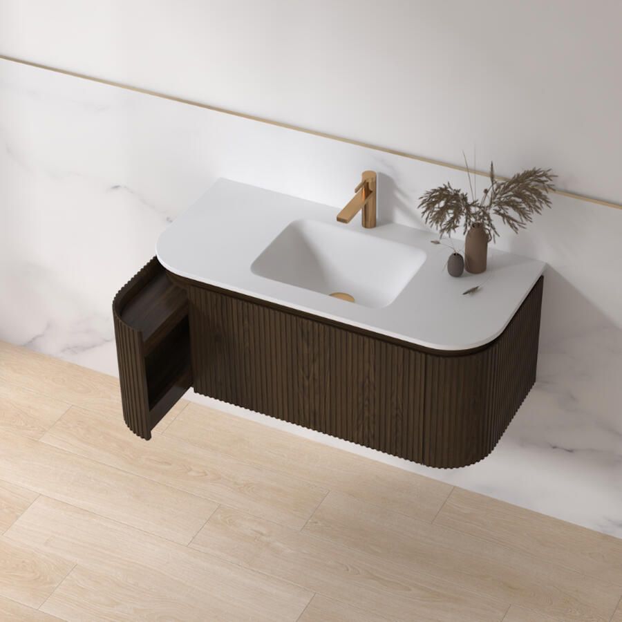 Sanilux Badmeubelset Eleganza 100 cm Keramiek 1 Kraangat Dark Walnut