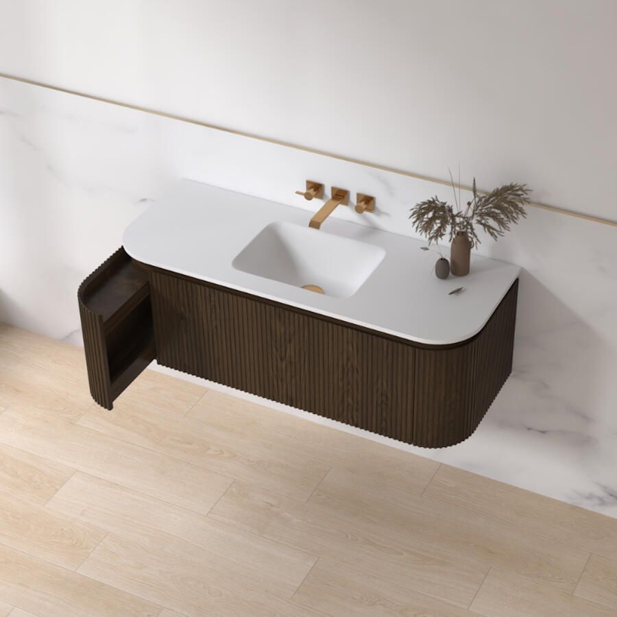 Sanilux Badmeubelset Eleganza 120 cm Keramiek Zonder Kraangat Dark Walnut