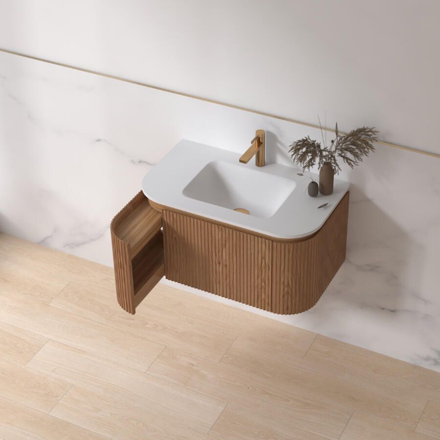 Sanilux Badmeubelset Eleganza 80 cm Keramiek 1 Kraangat Acacia