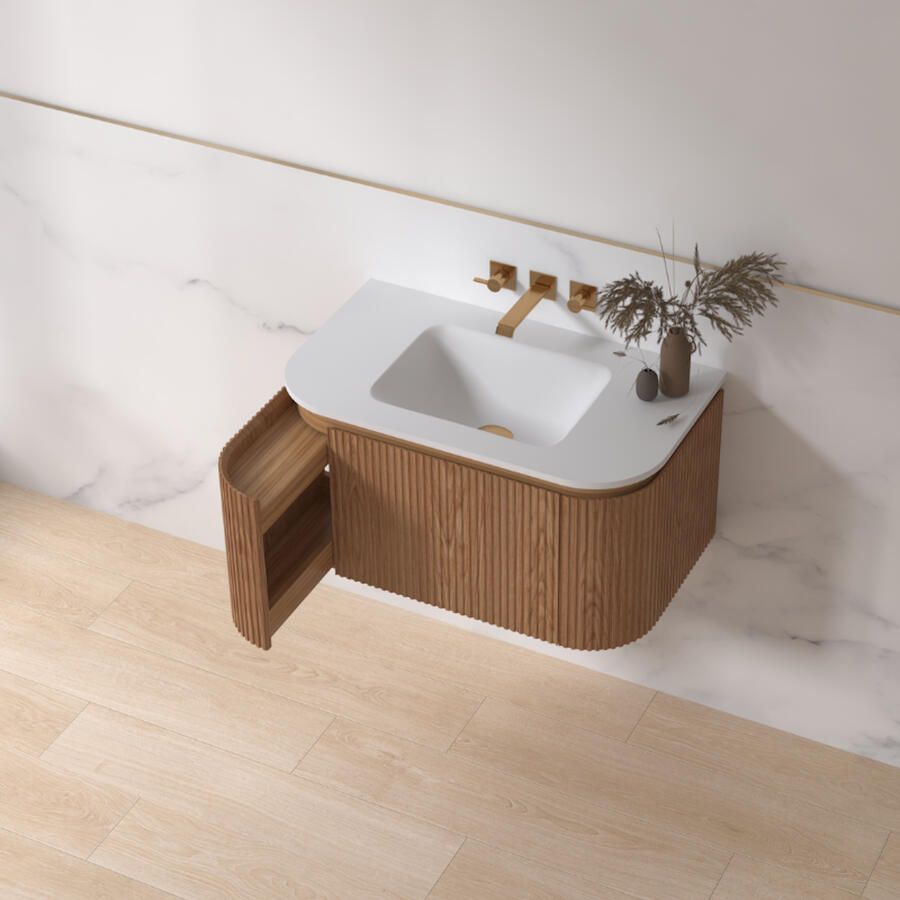 Sanilux Badmeubelset Eleganza 80 cm Keramiek Zonder Kraangat Acacia