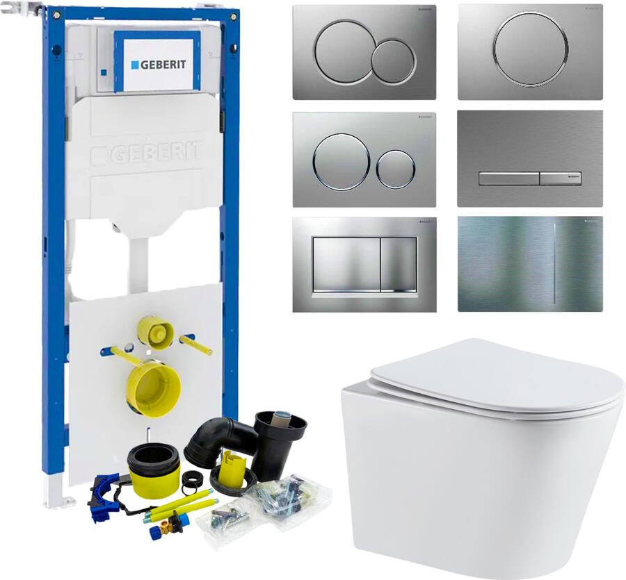 Sanilux Geberit up320 Toiletset | Turbo Flush | Wandcloset | Wit | Sigma Drukplaat