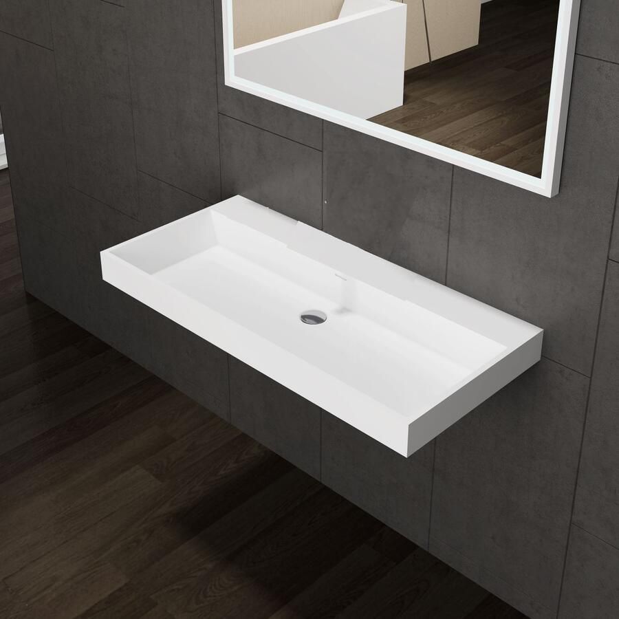 Sanilux Wastafel Solid Surface 100 cm 0 kraangat