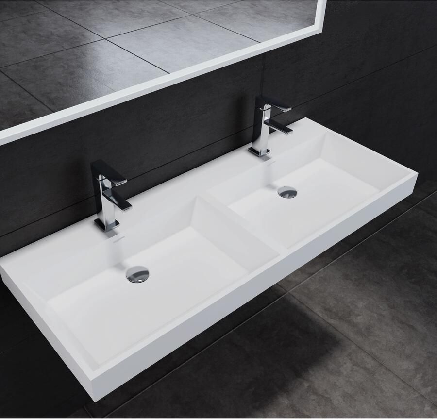 Sanilux Wastafel Solid Surface 120 cm 2 kraangaten